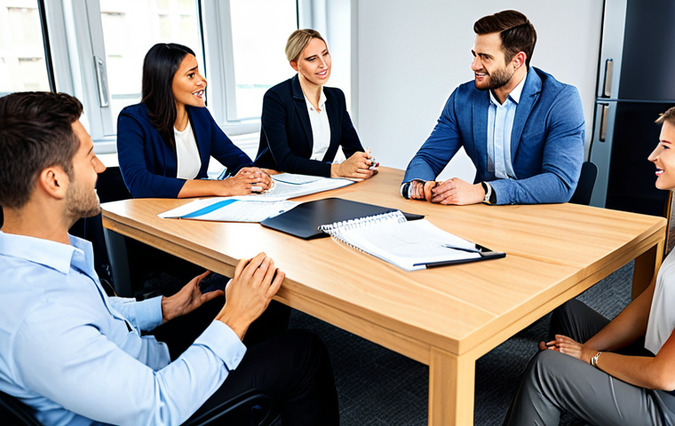 Modern Office Setting**
"A diverse team of professionals collaborating in a bright, modern office space, fully clothed in business-casual attire, engaging in a brainstorming session around a conference table, appropriate content, safe for work, perfect anatomy, well-formed hands, natural body proportions, professional setting, family-friendly"
**