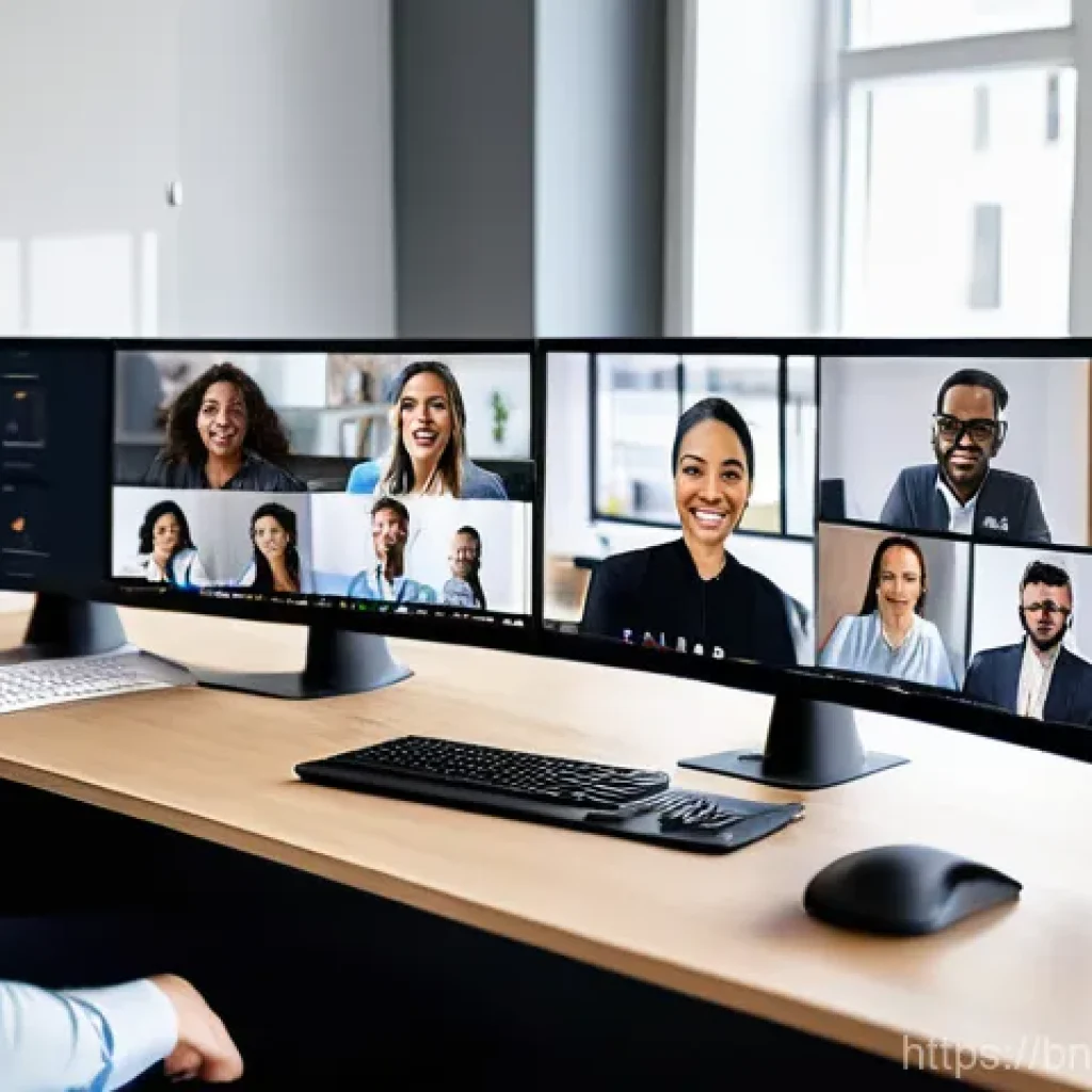 하이브리드 워크 환경에서의 프로젝트 관리 - **Prompt 1: Diverse Hybrid Team Collaboration in a Modern Workspace**
A professional, realistic ...