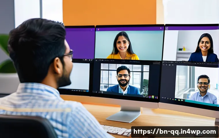 하이브리드 워크의 핵심 요소 분석 - A modern hybrid work office scene in Bangladesh featuring a diverse group of Bengali professionals c...
