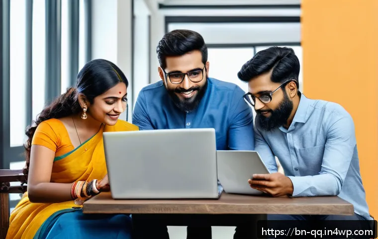 하이브리드 근무를 위한 교육 및 훈련 프로그램 - A diverse group of Bengali professionals engaged in a hybrid work environment, using laptops and dig...